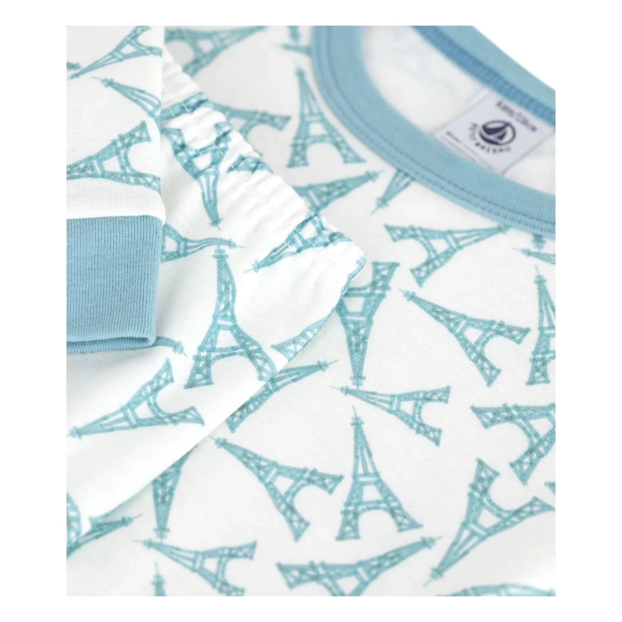 Petit Bateau - Pijama con diseño Torre Eiffel | Blanco
