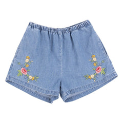 Babe & Tess - Shorts vaqueros Luisa bordados | Azul Claro