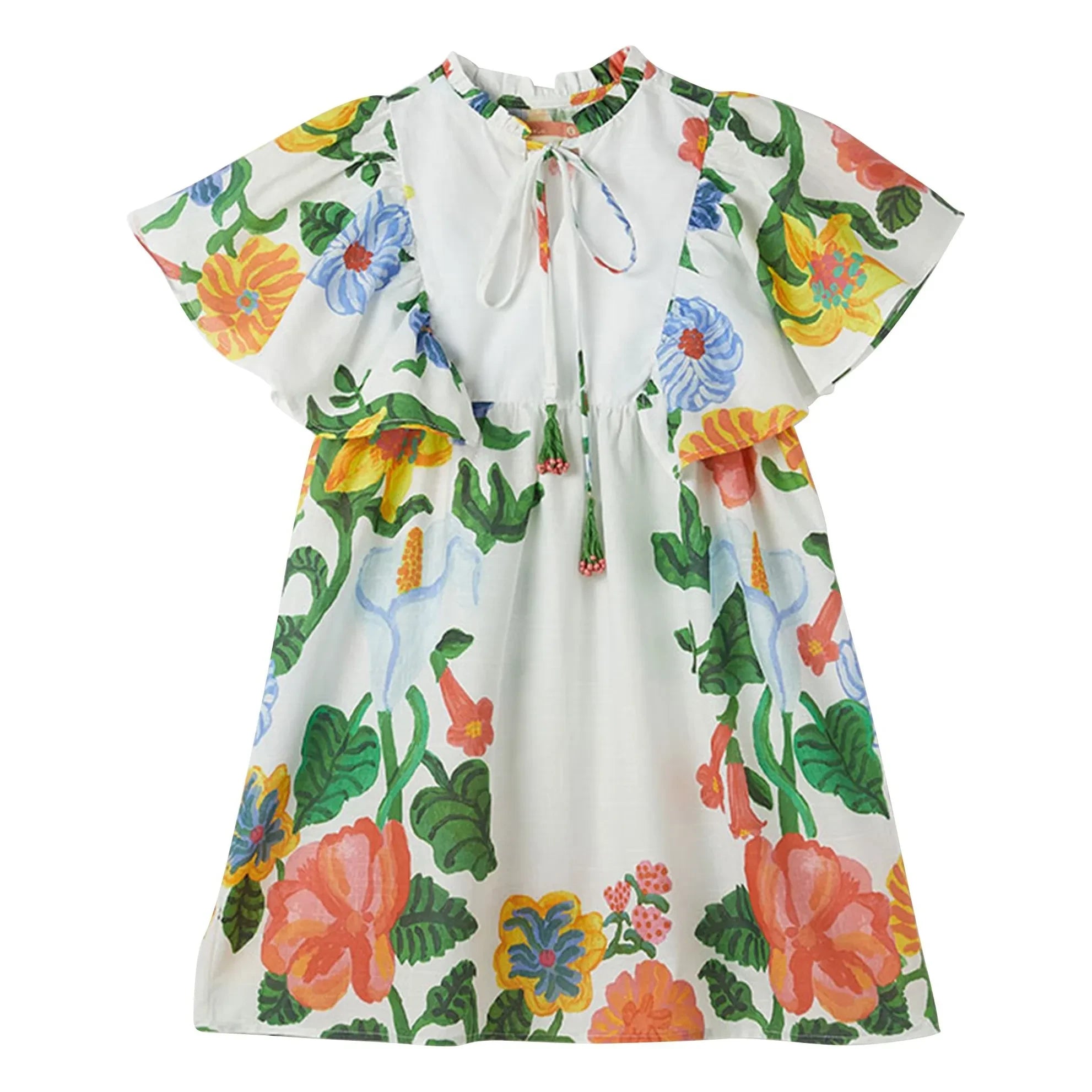 Fábula - Vestido de manga volante con estampado floral | Blanco