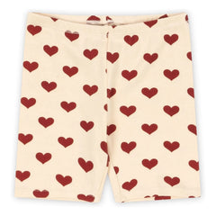 Konges Sløjd - Pantalones Cortos Básicos de Ciclista de Algodón Orgánico con Corazones | Beige