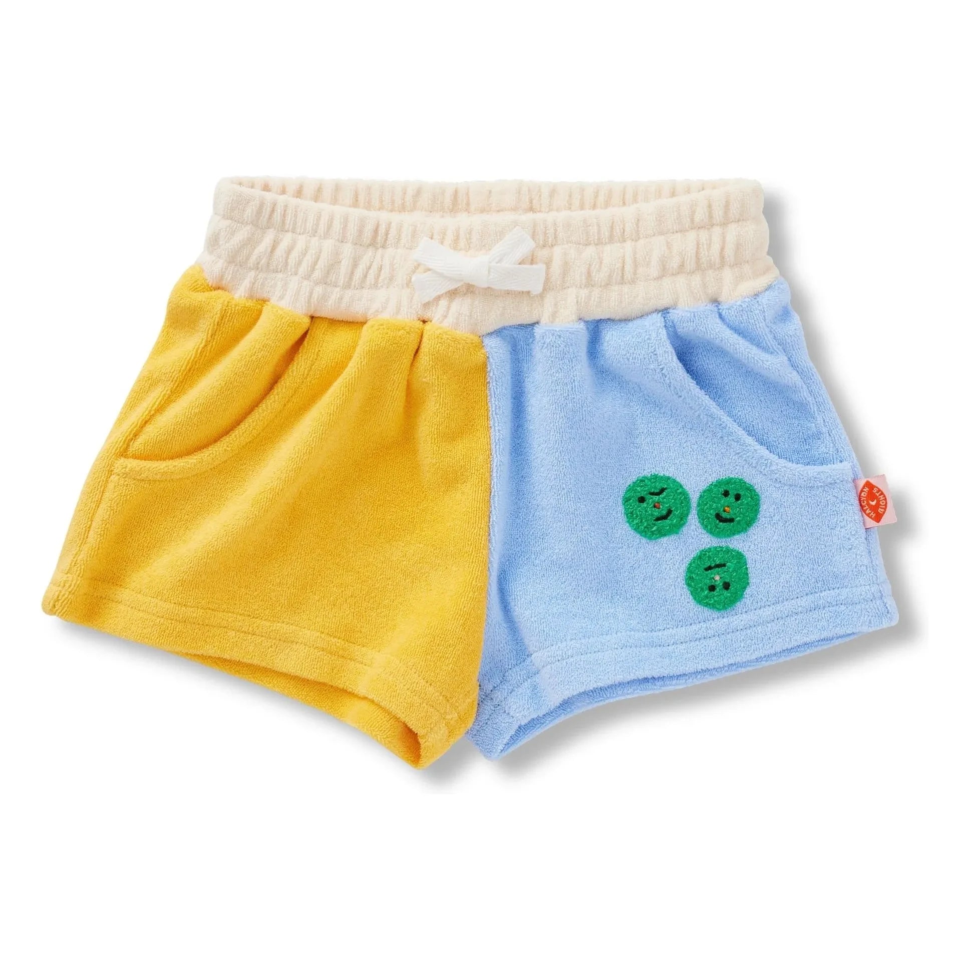 Halcyon Nights - Pantalones cortos de toalla con bloques de color | Azul claro