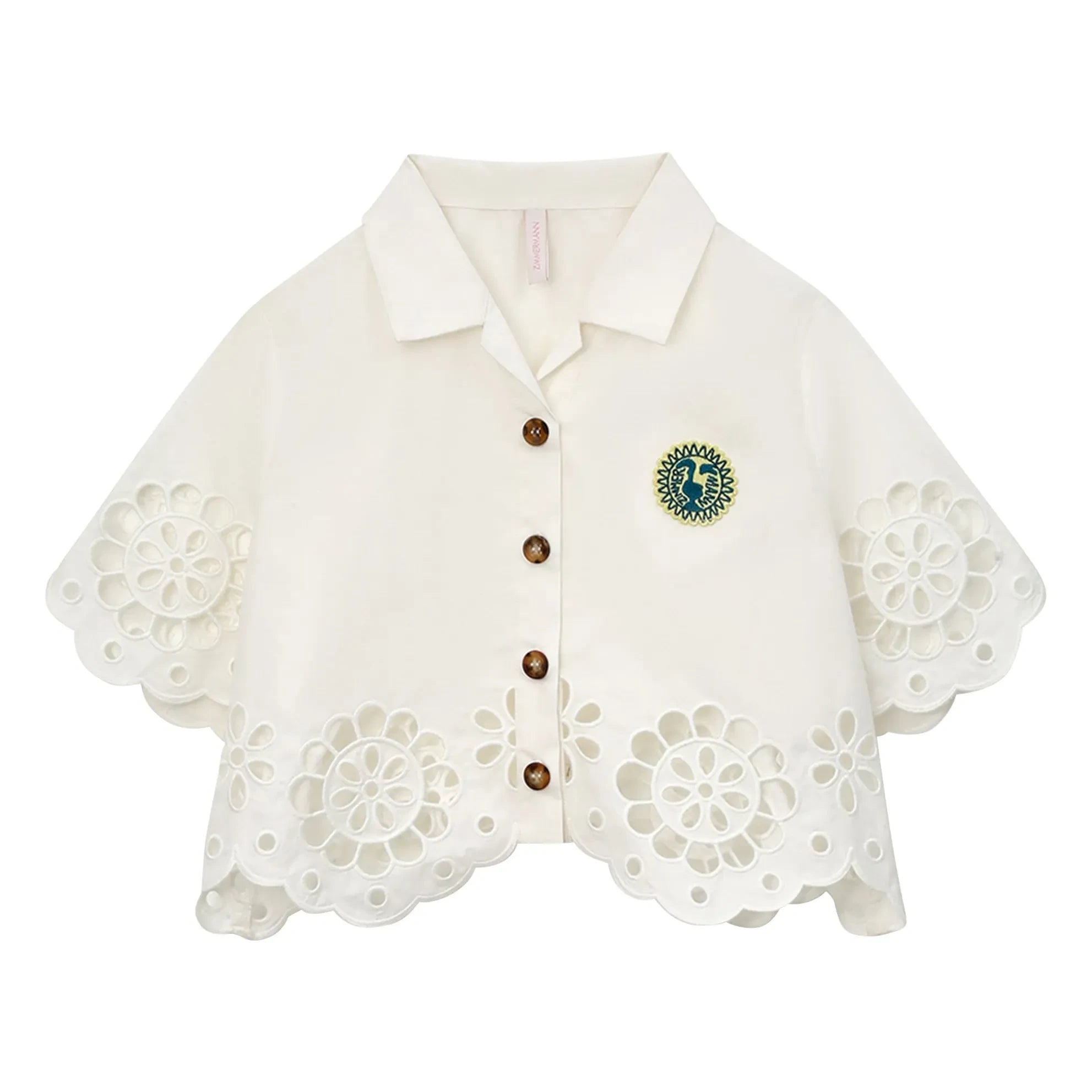 Zimmermann - Camisa Broderie Anglaise Awaken | Crema
