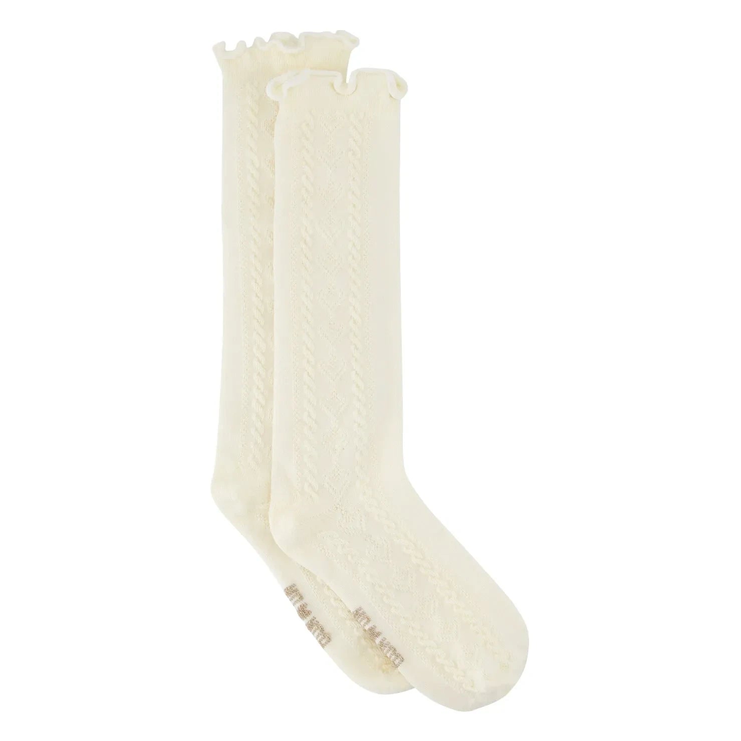 Bonton - Calcetines Pantufla de Punto Trenzado | Crudo