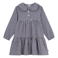 Petit Bateau - Vestido Claudine a cuadros de algodón orgánico | Azul marino
