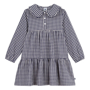 Petit Bateau - Vestido Claudine a cuadros de algodón orgánico | Azul marino