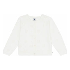 Petit Bateau - Cárdigan Corazón de Algodón Orgánico Calado | Blanco