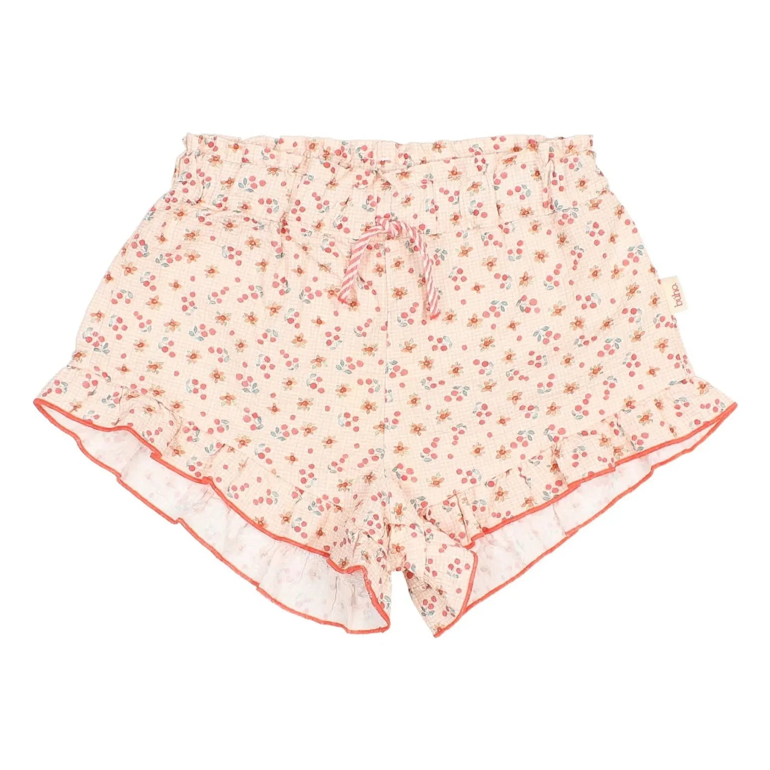Búho - Pantalón corto de flores a cuadros | Melocotón