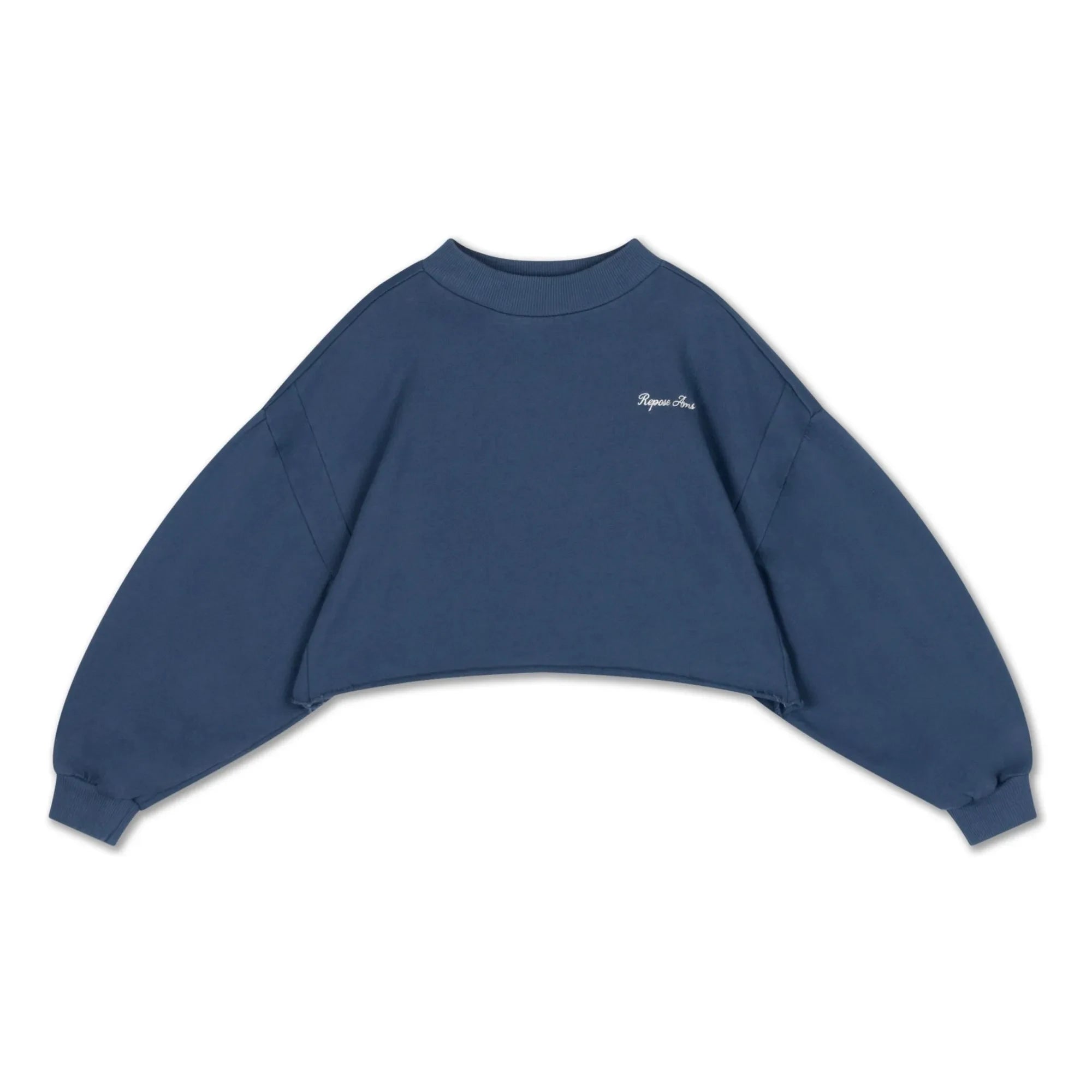 Repose AMS - Sudadera corta con logo de algodón orgánico | Azul Oscuro