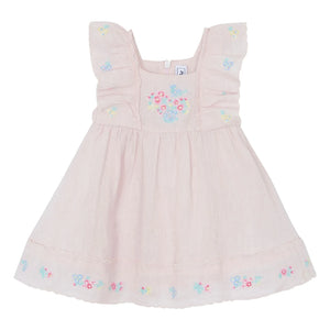 Tartine et Chocolat - Vestido Festón Bordado | Rosa Pálido