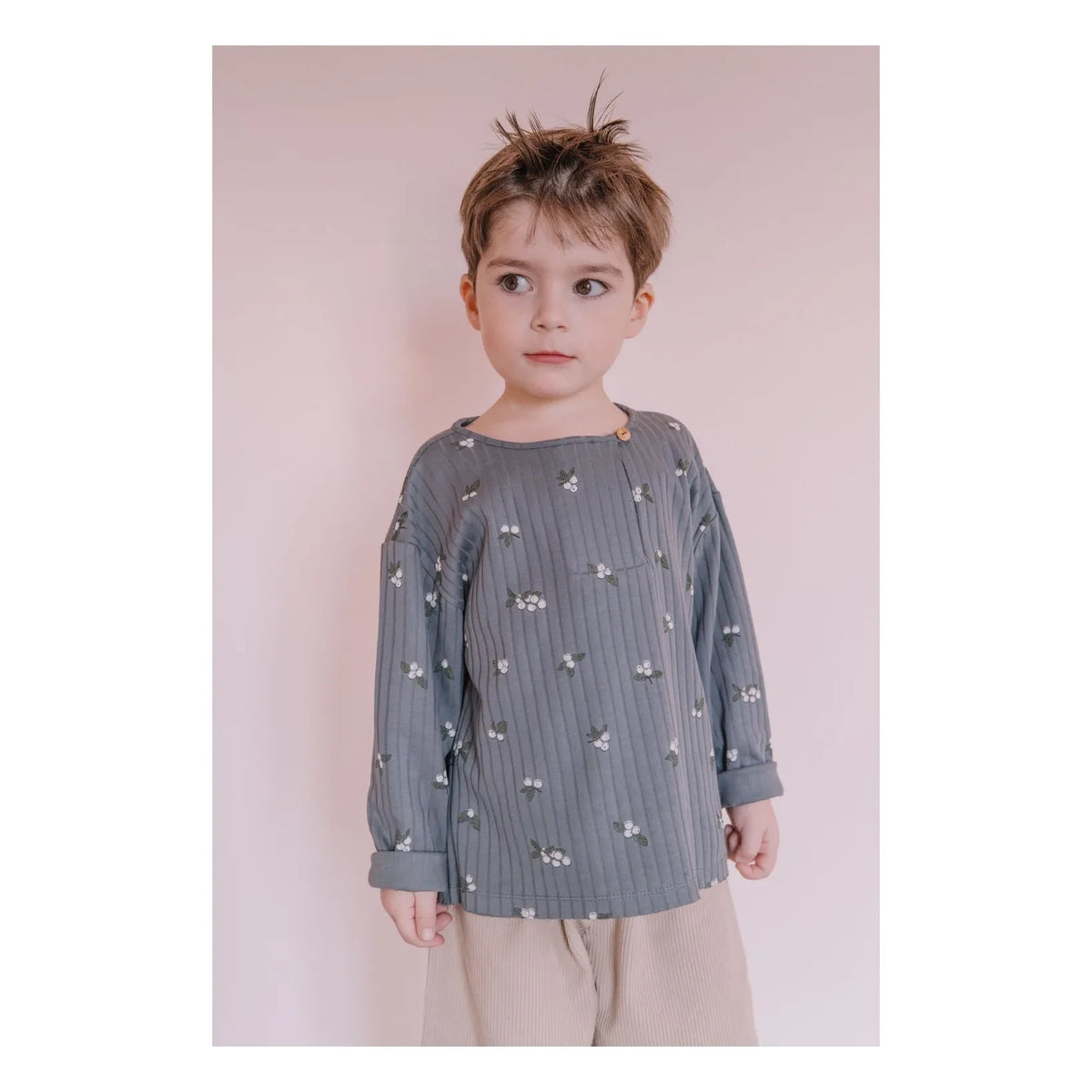 Studio Bohème - Orso Gui Camiseta de algodón orgánico | gris azul