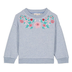 Louise Misha - Sudadera de algodón orgánico Rosalia | Azul jaspeado