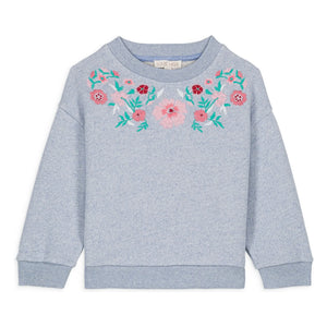 Louise Misha - Sudadera de algodón orgánico Rosalia | Azul jaspeado