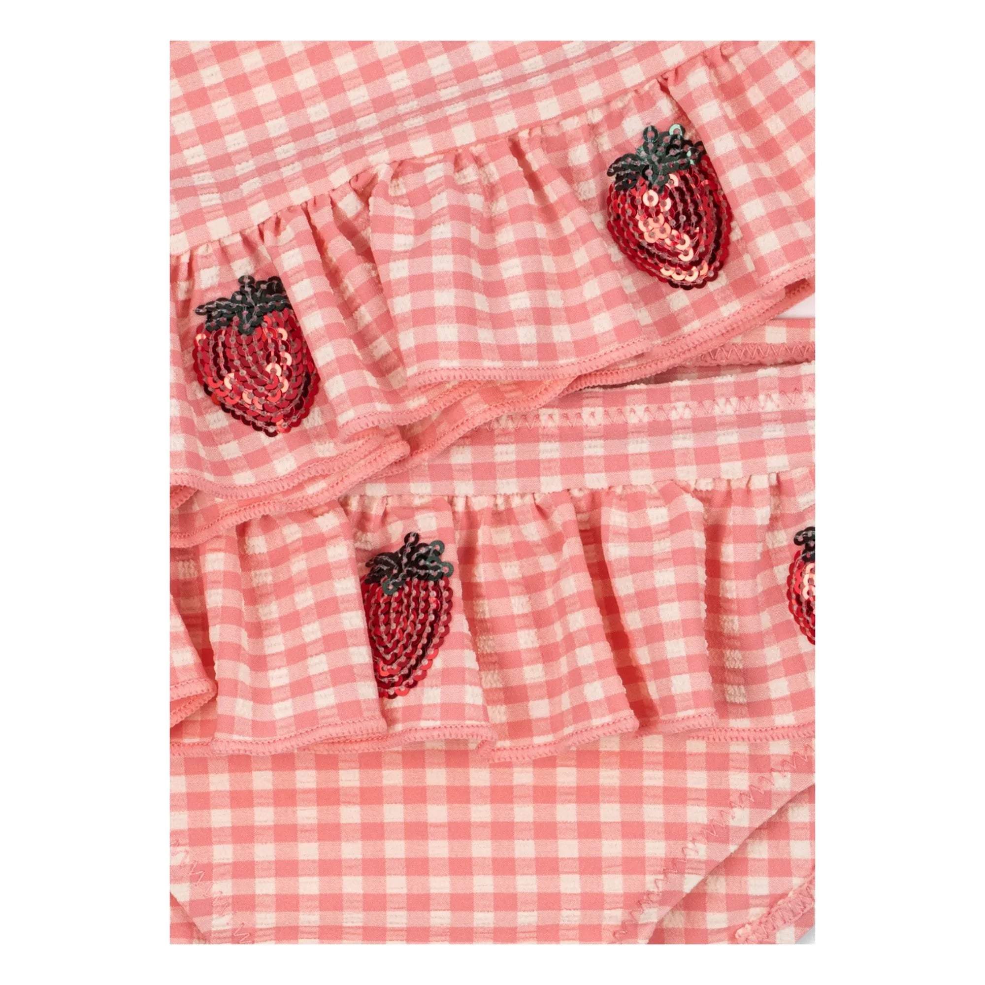 Konges Sløjd - Bañador Etta con cuadros vichy y fresas | Rosa