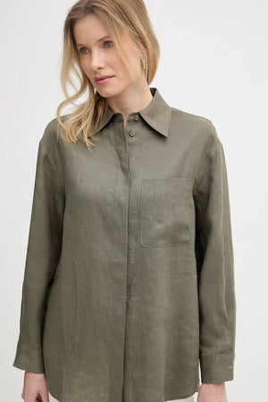 Max&Co. camisa de safari de lino para mujer MCOGATTONI
