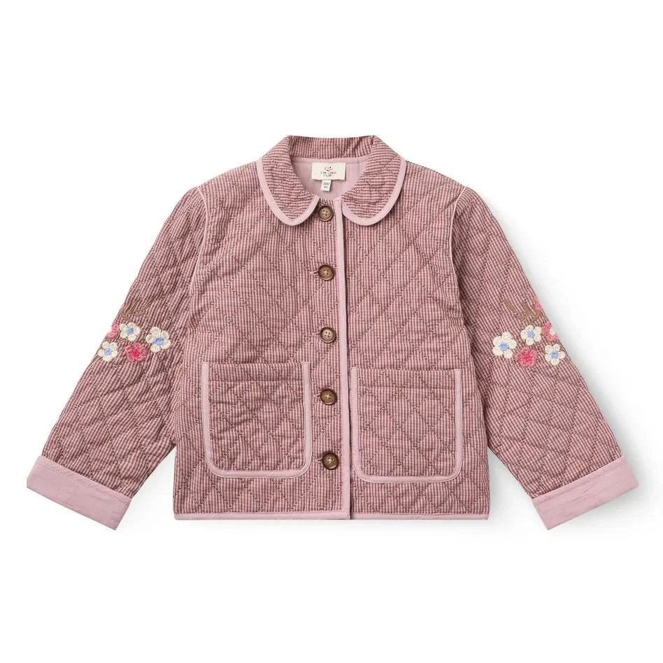 Copenhagen Colors - Chaqueta acolchada bordada "Soleil" de algodón orgánico | Rosa polvo