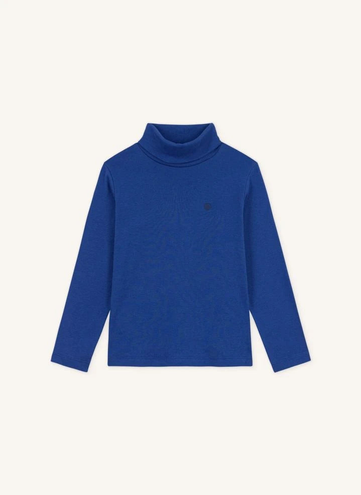 Petit Bateau - Jersey de cuello alto con logo de algodón orgánico | Azul