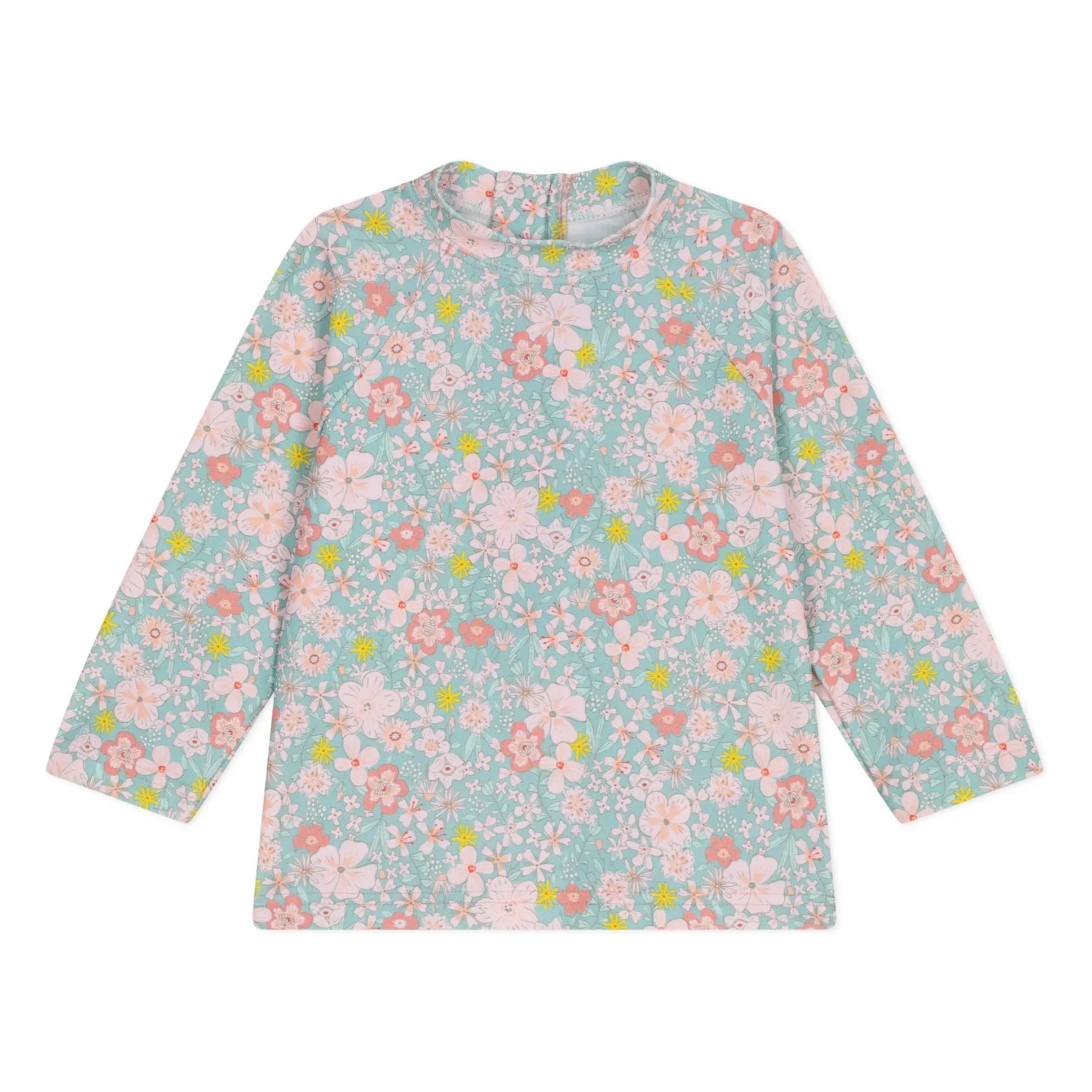 Petit Bateau - Camiseta de baño con protección UV para bebé Fleuri | Turquesa