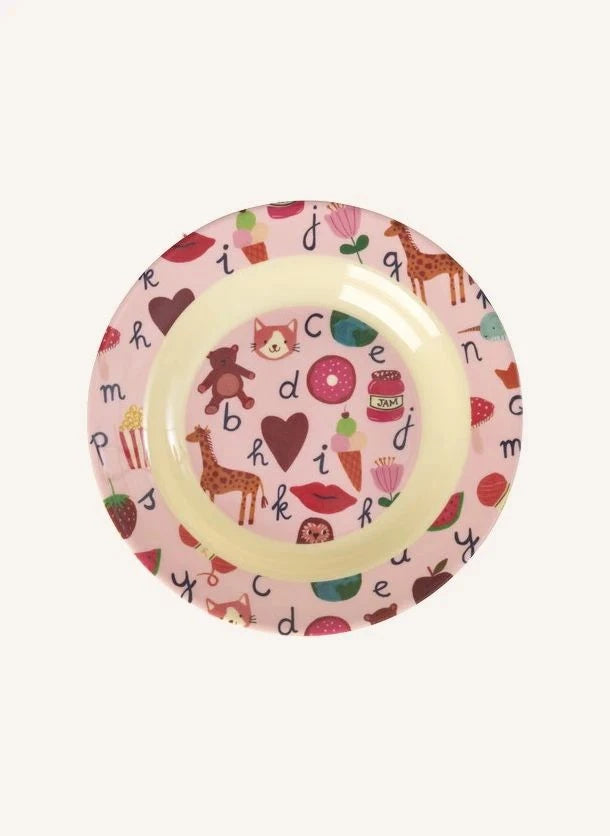 Arroz - Tazón de sopa de melamina ABC | Rosa claro