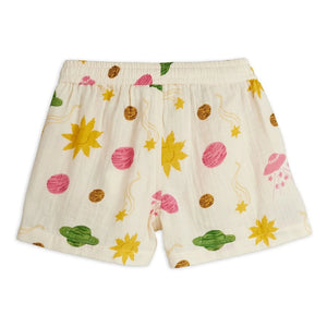 Mini Rodini - Pantalón corto Espace de gasa de algodón orgánico | Crudo