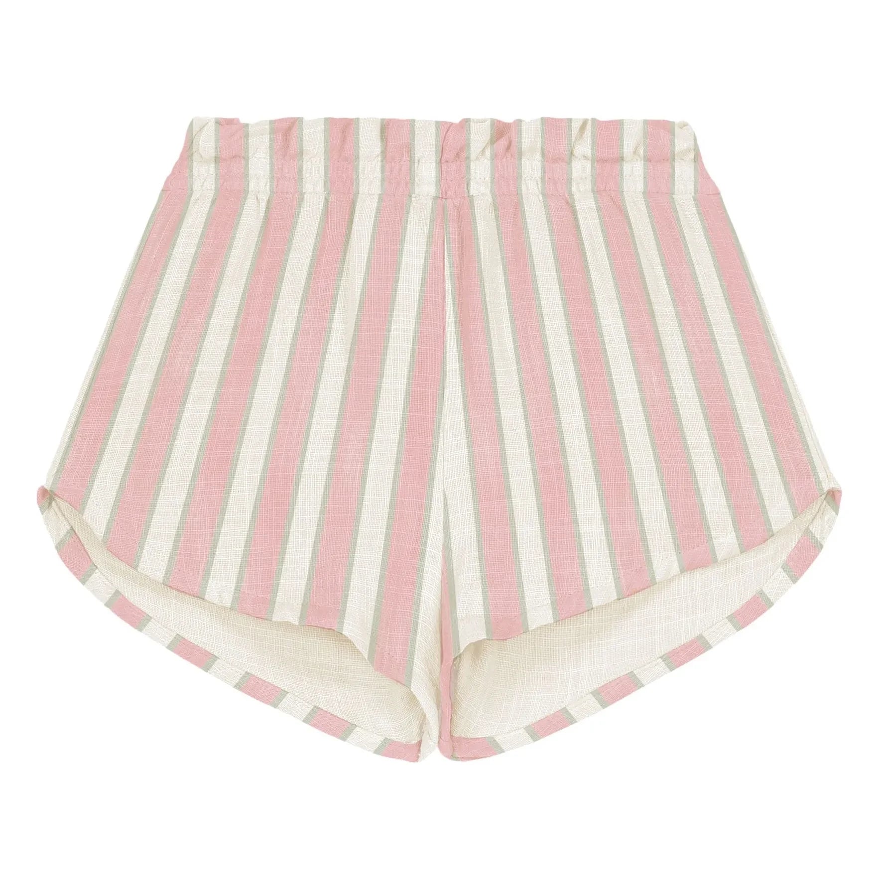 Studio Bohème - Shorts de gasa de algodón orgánico a rayas | Rosa