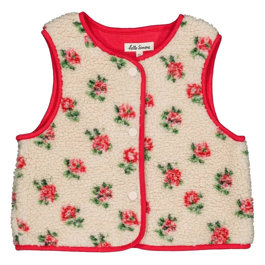 Hello Simone - Mira Fleurs Chaqueta sin mangas estilo sherpa | Crema