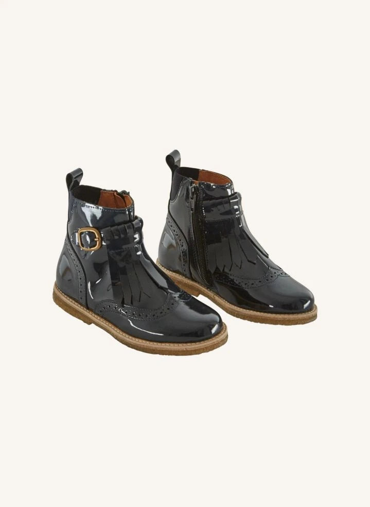 Emile et Ida - Botas de charol con flecos | Negro