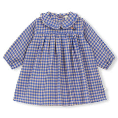 Arsène et Les Pipelettes - Vestido Vichy de Algodón Orgánico para Bebés | Azul