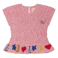 SISSEL EDELBO - Top Smocked Rayas Izquierdas - Colección Infantil | Rojo