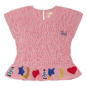 SISSEL EDELBO - Top Smocked Rayas Izquierdas - Colección Infantil | Rojo