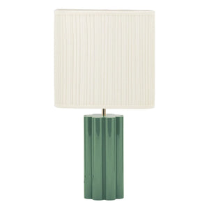 The Socialite Family - Lámpara de mesa Gioia lake de madera y algodón plisado - Versión EU (220 V) | Verde almendra