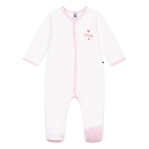 Petit Bateau - Pijama de Velours Amour | Blanco