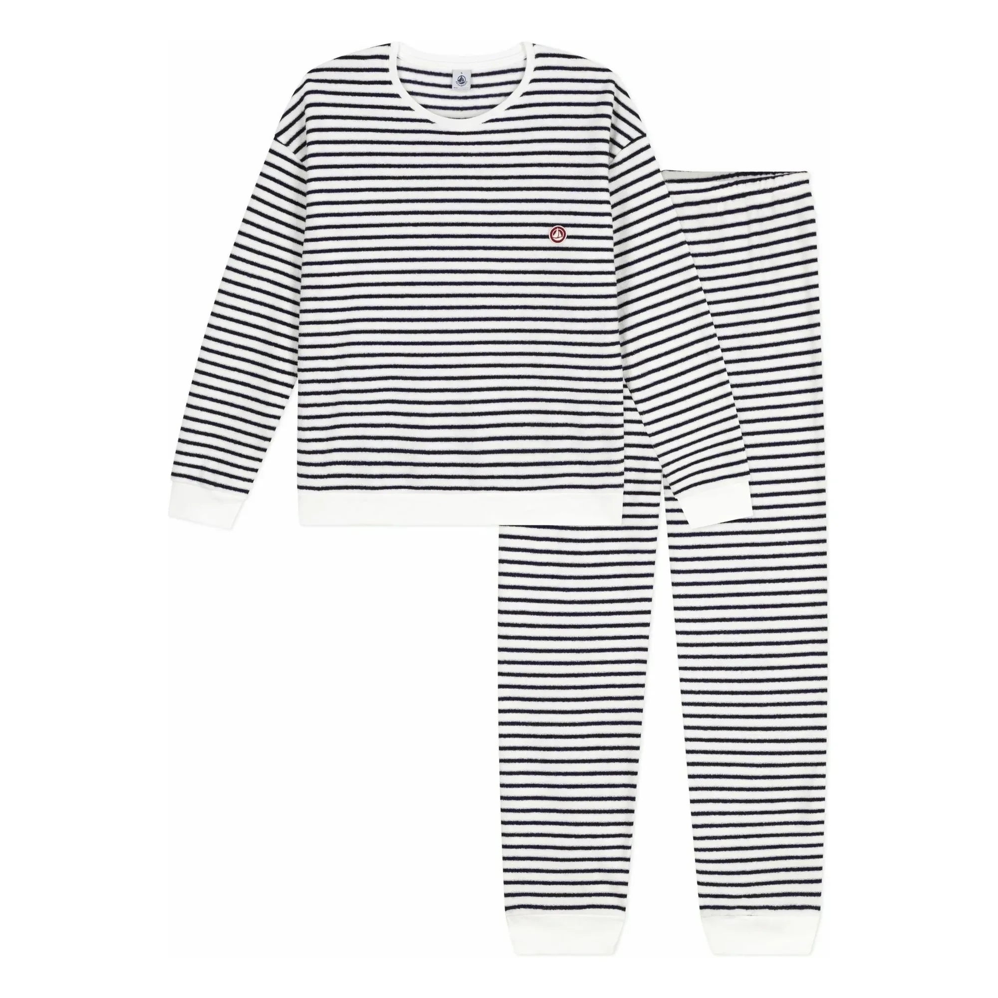 Petit Bateau - Pijama de toalla de rayas | Crudo