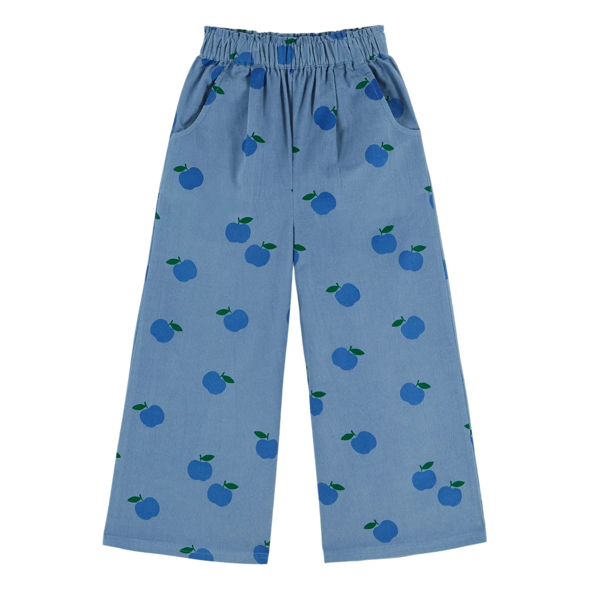 Emile et Ida - Pantalón de Pana Fina con Manzanas | Azul