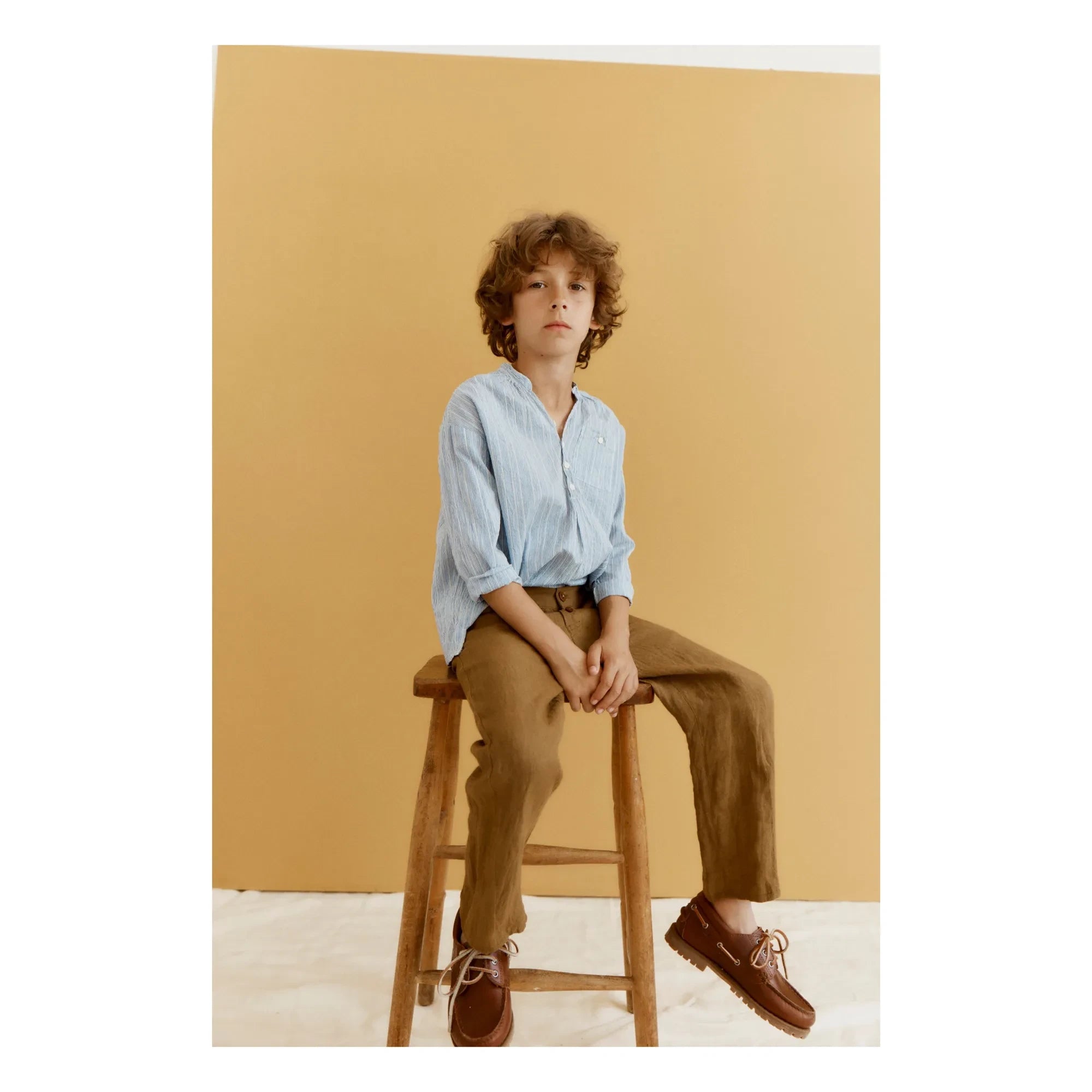 Caramel - Camisa de seda a rayas Adonis | Azul celeste