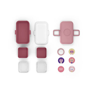 Monbento - MB Tresor Bento modular de 3 compartimentos para niños | Rosa Atardecer