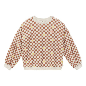 a.p - Sudadera de felpa Damier de algodón orgánico | Marrón