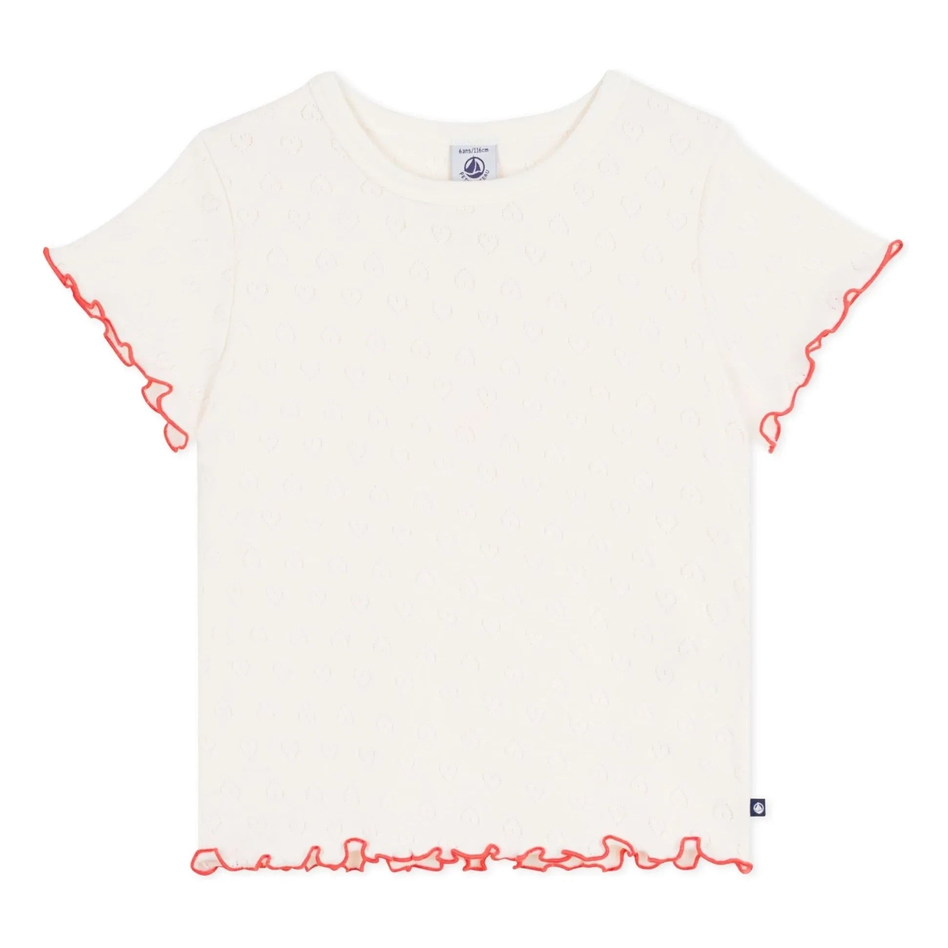 Petit Bateau - Camiseta Calados Volantes Corazones | Crudo