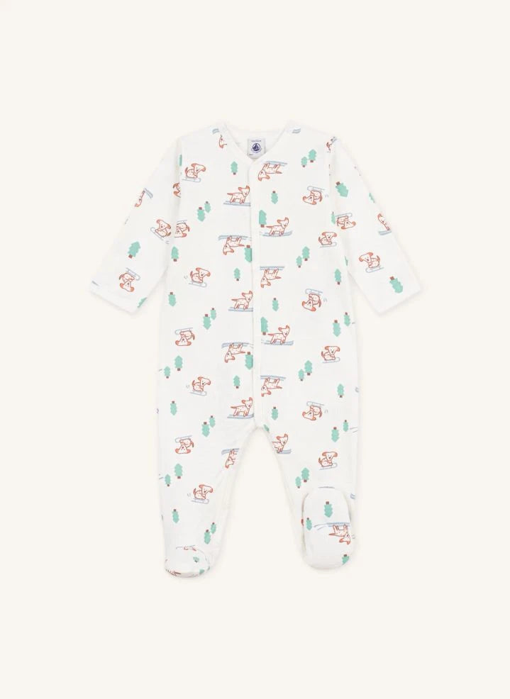 Petit Bateau - Saco de dormir Dogs Algodón orgánico | Blanco