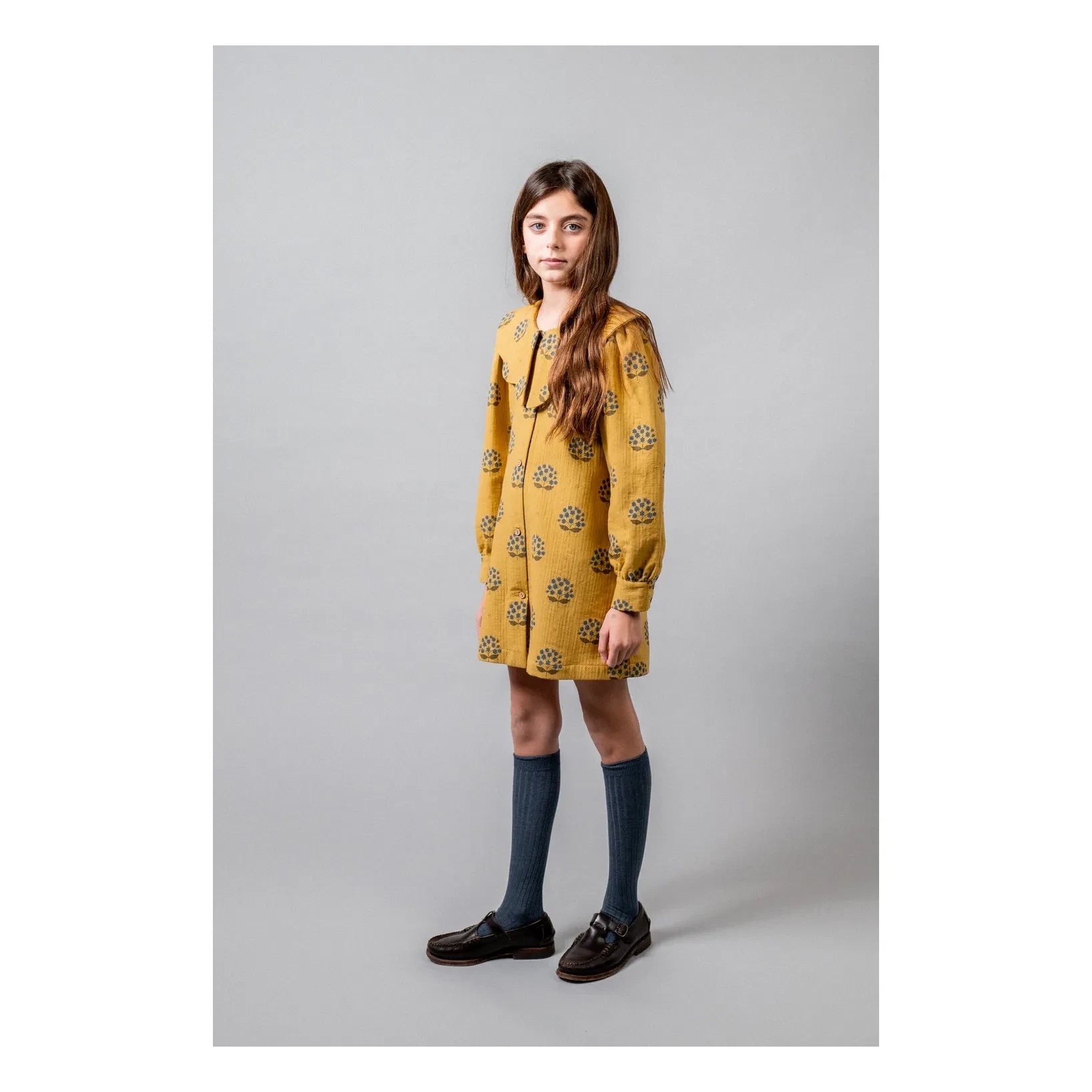 birinit - Vestido Arboleda Flores de Algodón Orgánico | Amarillo
