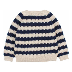 Búho - Jersey de alpaca de lana a rayas | Azul marino
