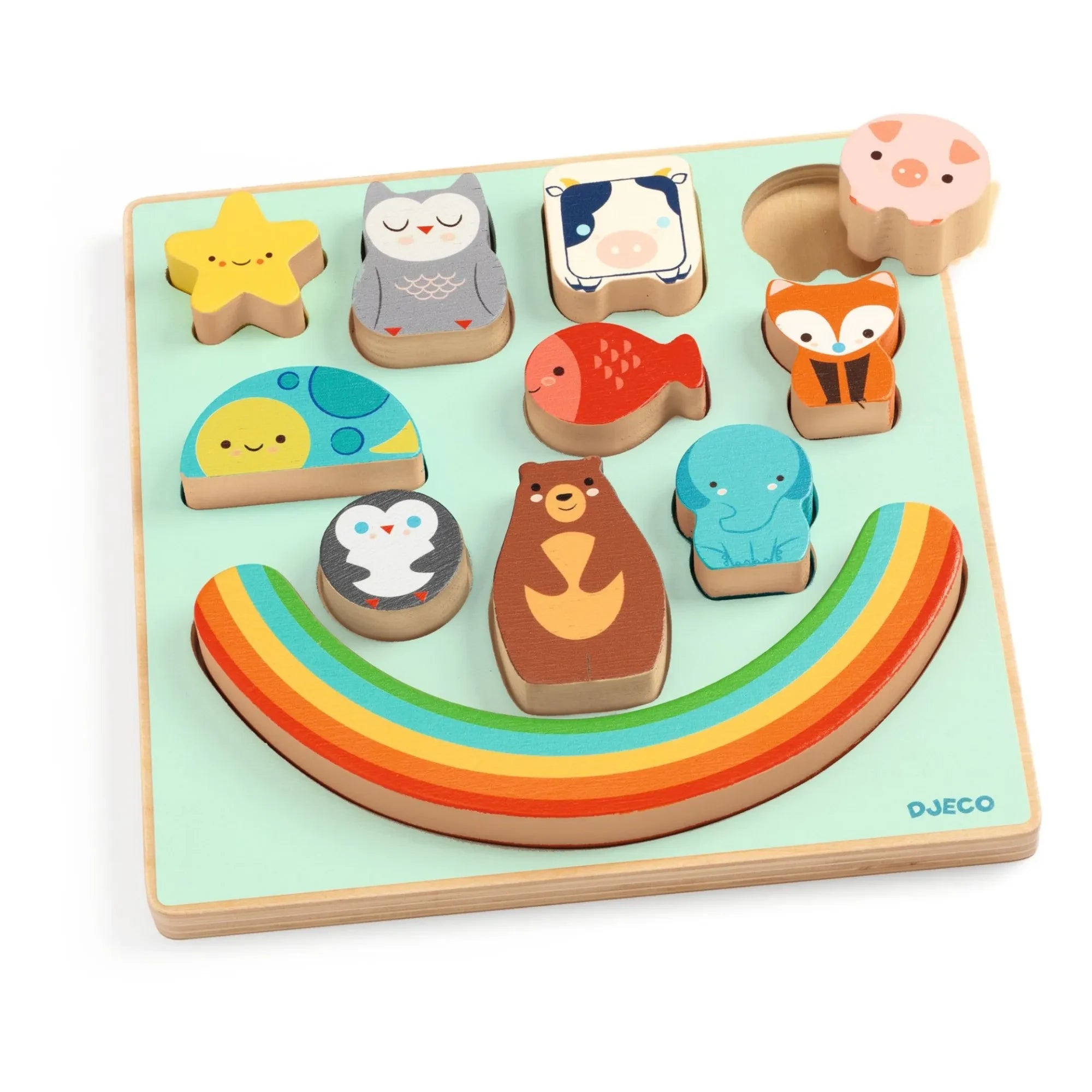 Djeco - Rompecabezas de equilibrio Boom Rainbow