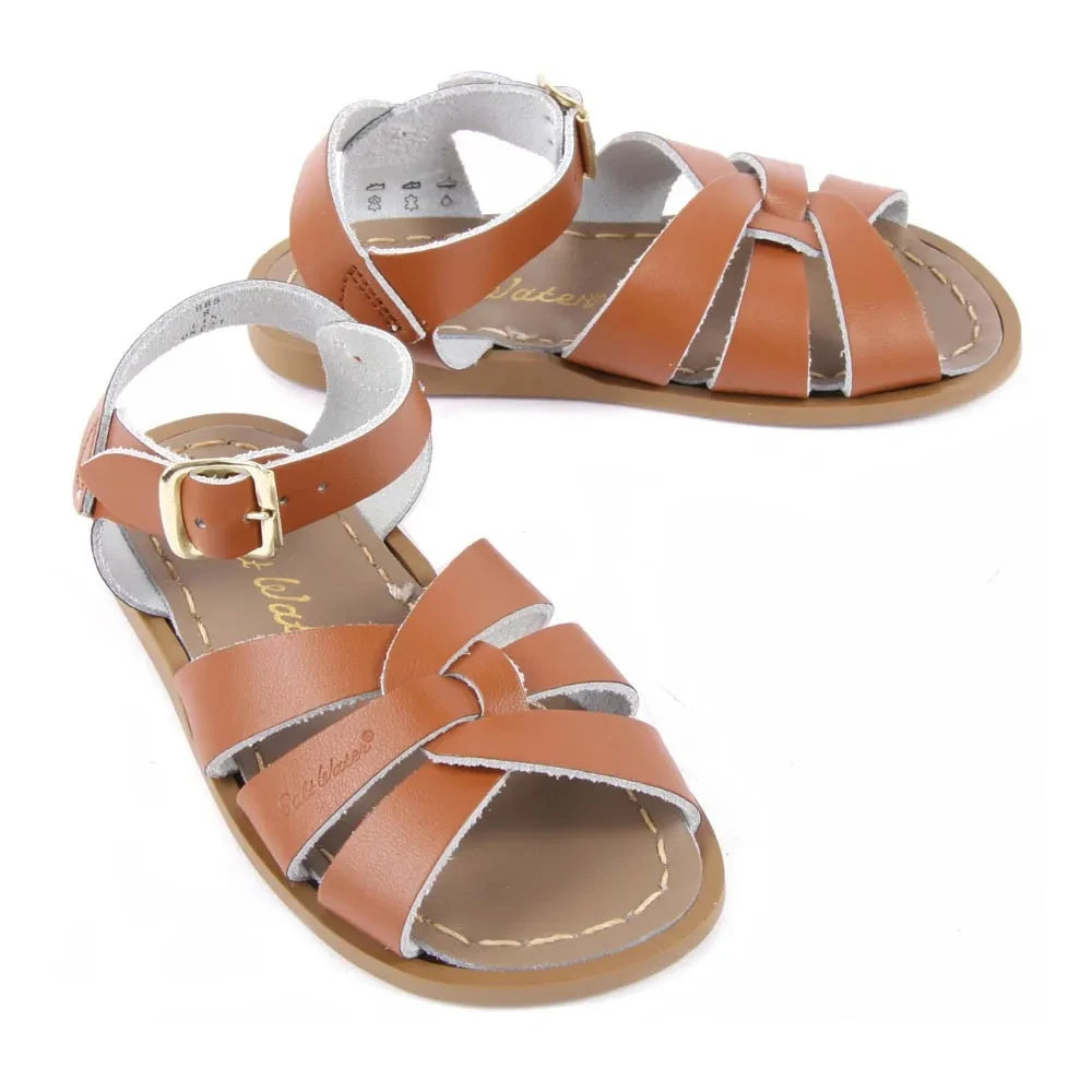 Salt-Water - Sandalias de piel impermeables con tiras cruzadas originales | Camel