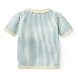 Copenhagen Colors - Cárdigan de manga corta de algodón orgánico jacquard | Azul claro