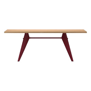Vitra - Mesa EM - base roja japonesa - Jean Prouvé, 1950 | Roble