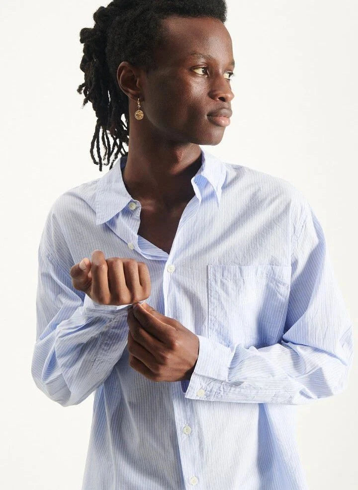 American Vintage - Camisa de algodón a rayas Elua | Azul claro