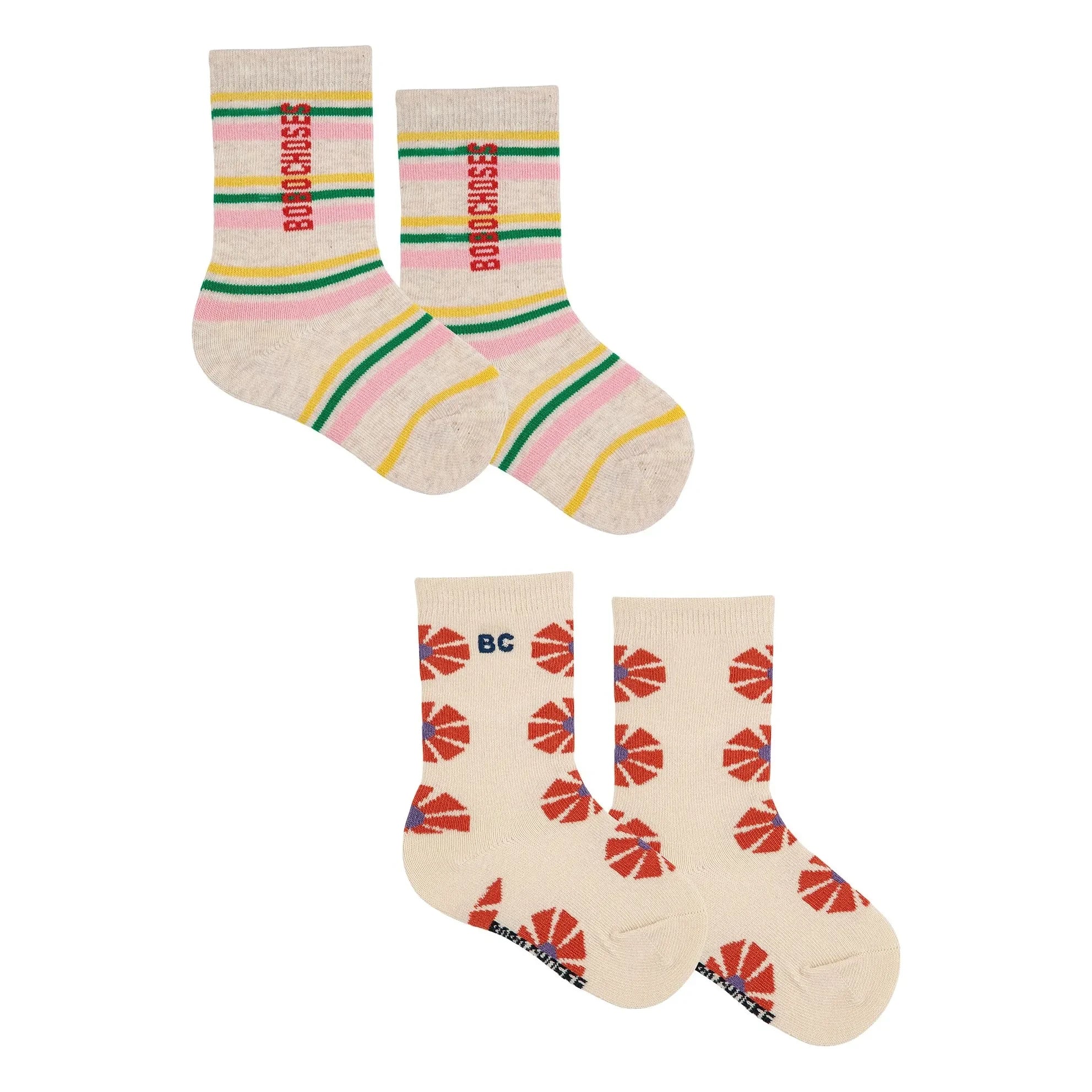 Bobo Choses - Set de 2 pares de calcetines de algodón orgánico Kaleidoscope | Beige