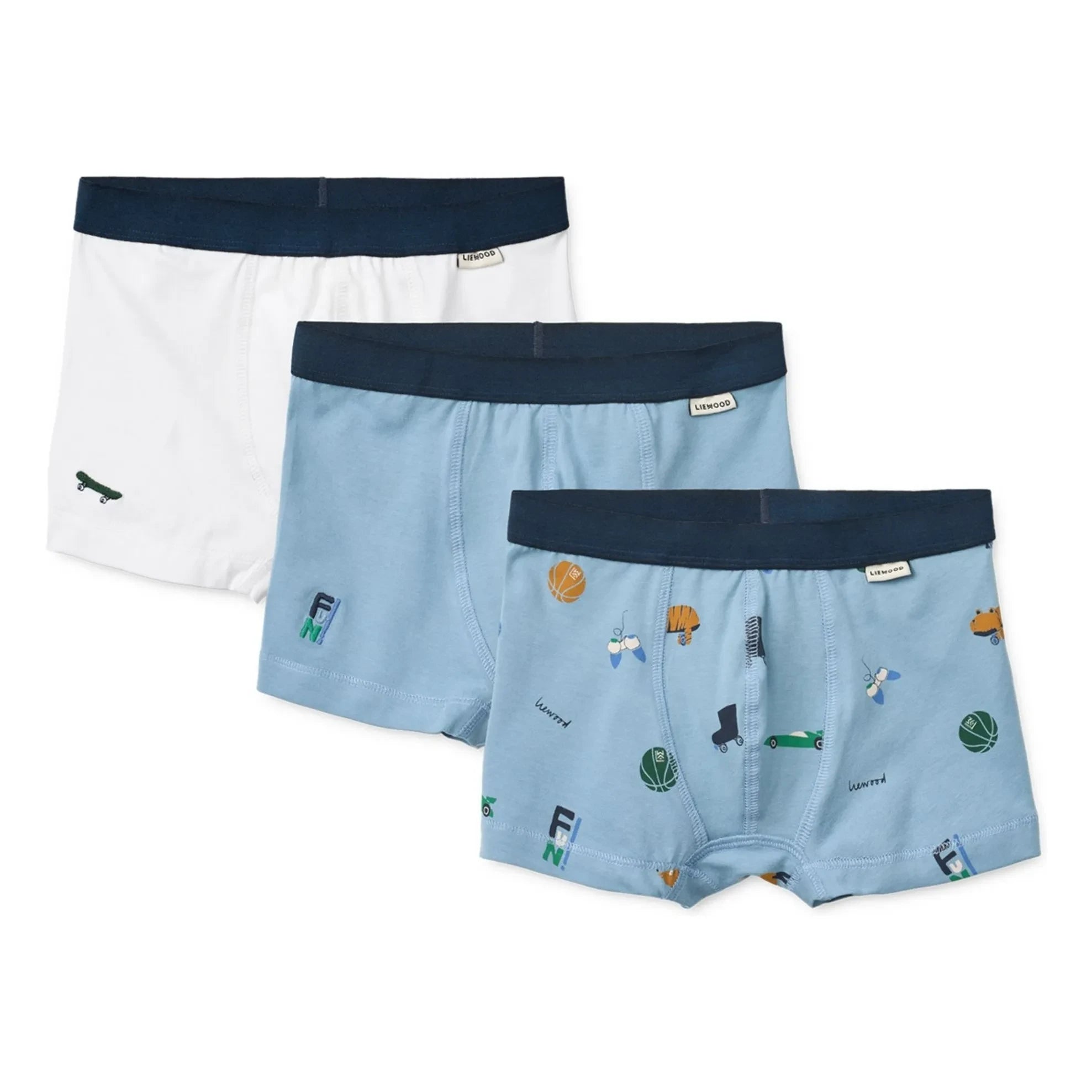 Liewood - Pack de 3 Bóxers Marvin Sport de Algodón Orgánico | Azul