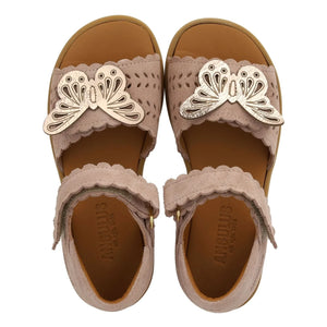 Angulus - Sandalias de ante mariposa | Rosa empolvado
