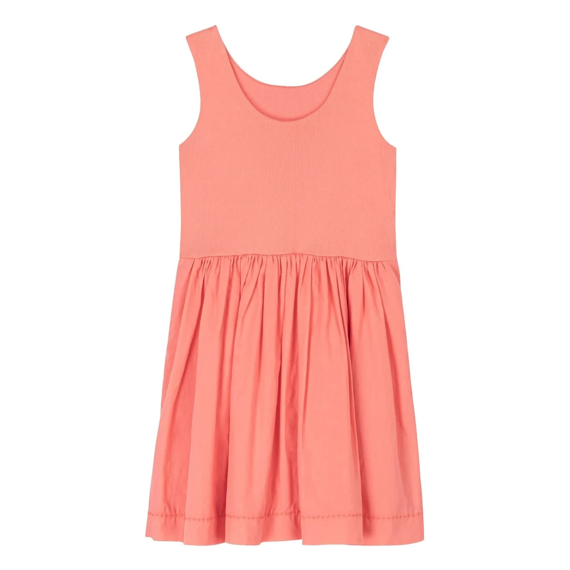 Petit Bateau - Vestido de canalé de algodón orgánico | Coral