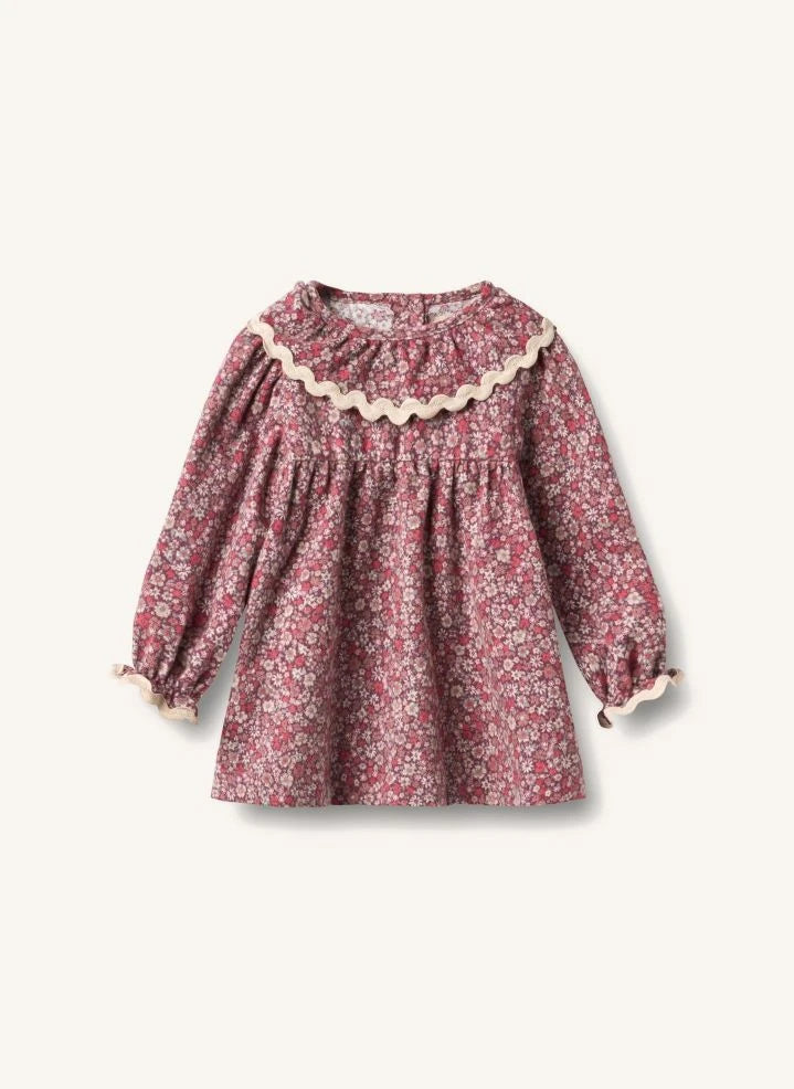 Wheat - Vestido Elvira de algodón orgánico con cuello Claudine | Framboise